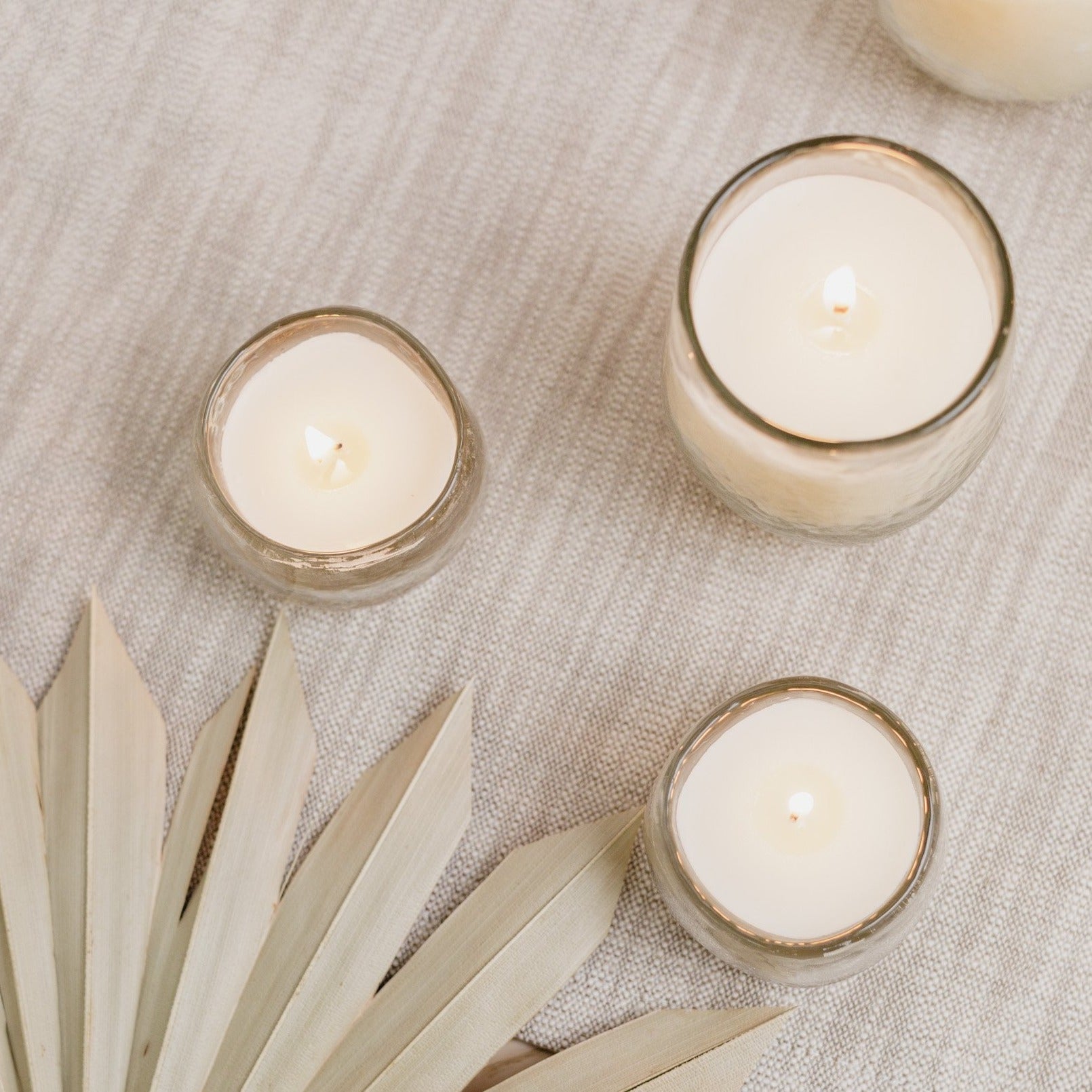 Pebbled Filled Votive Candles - Set of 3