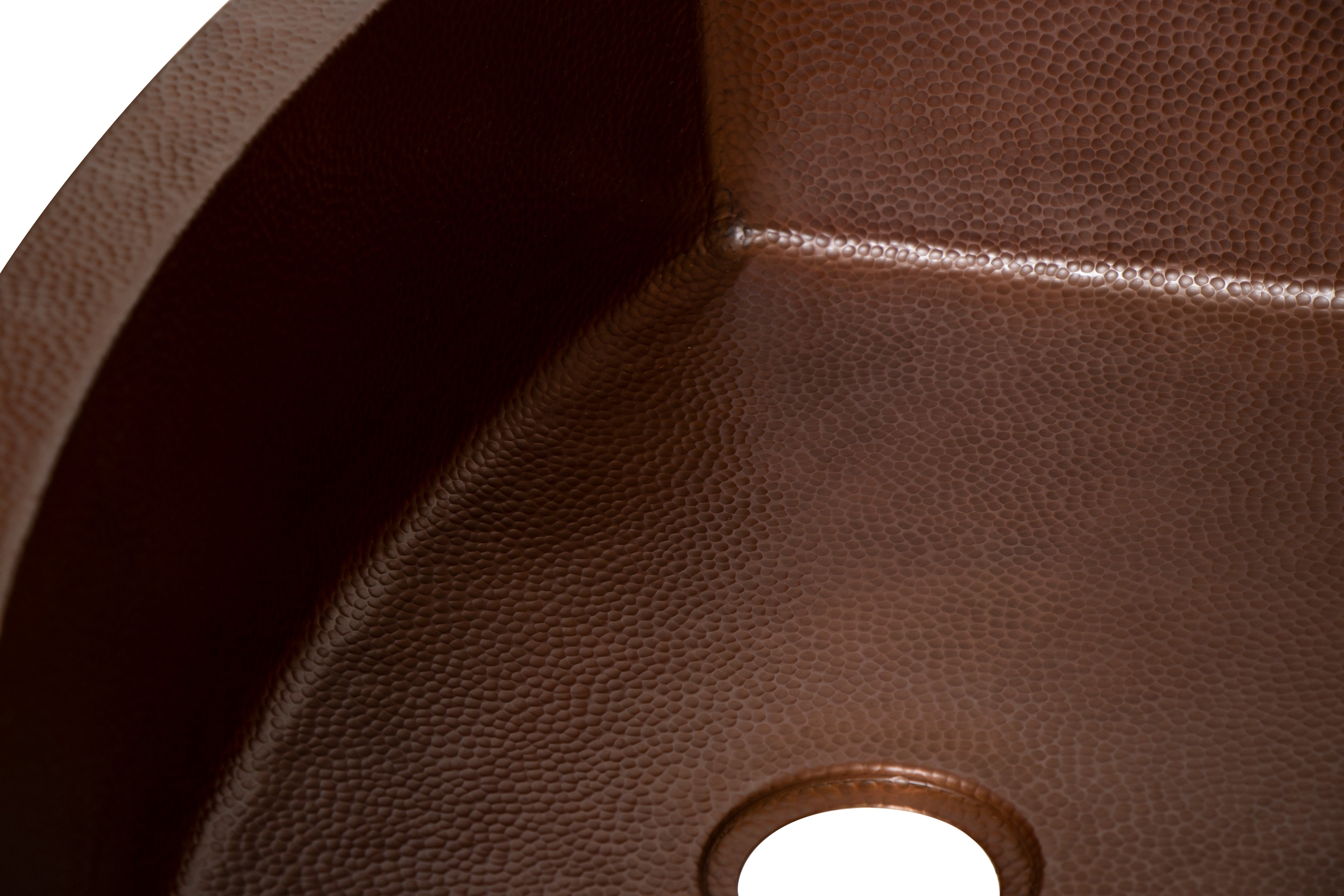 33" Farmhouse Single Well Plain Round Apron Hammered Copper Kitchen Sink