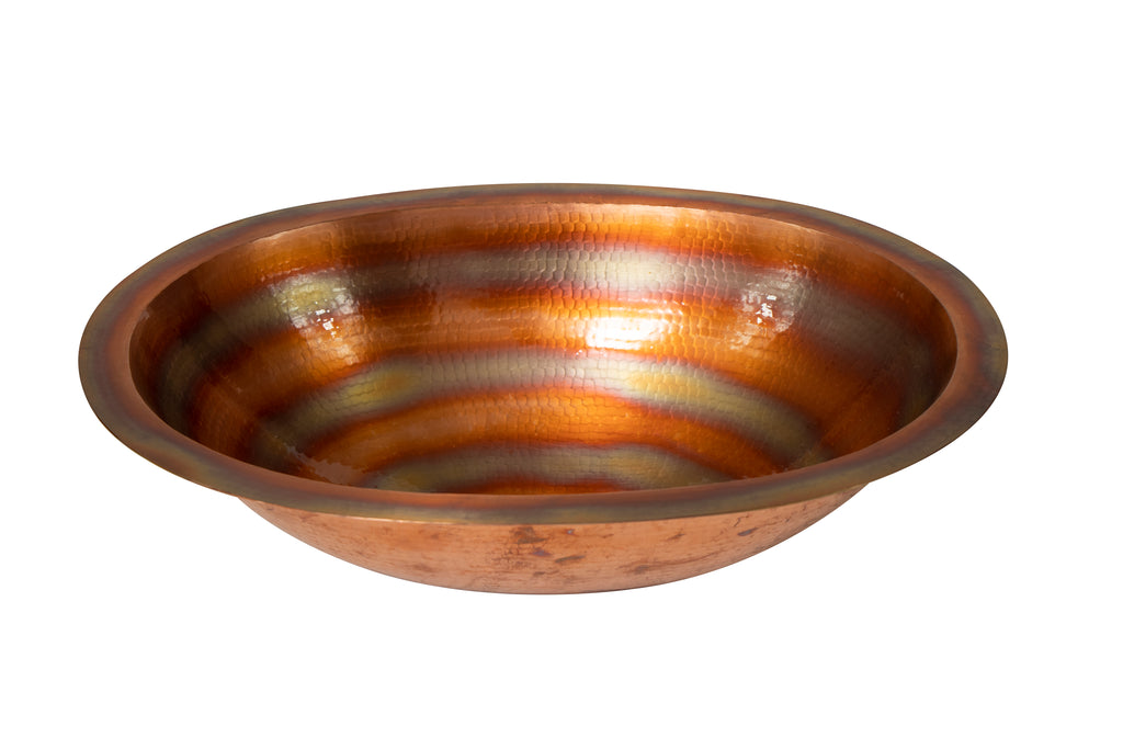 19" Oval Hammered Copper Bathroom Sink