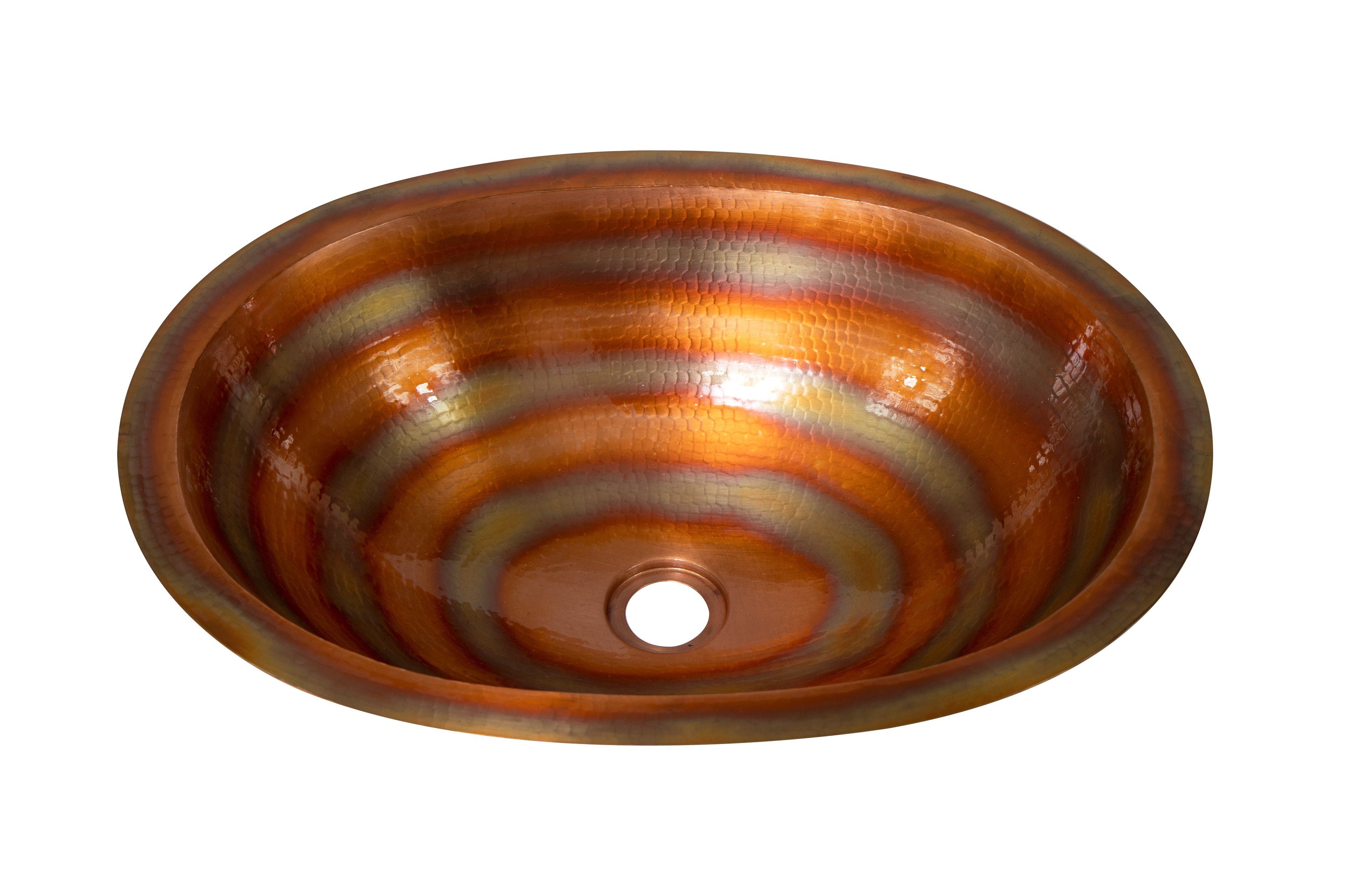 19" Oval Hammered Copper Bathroom Sink