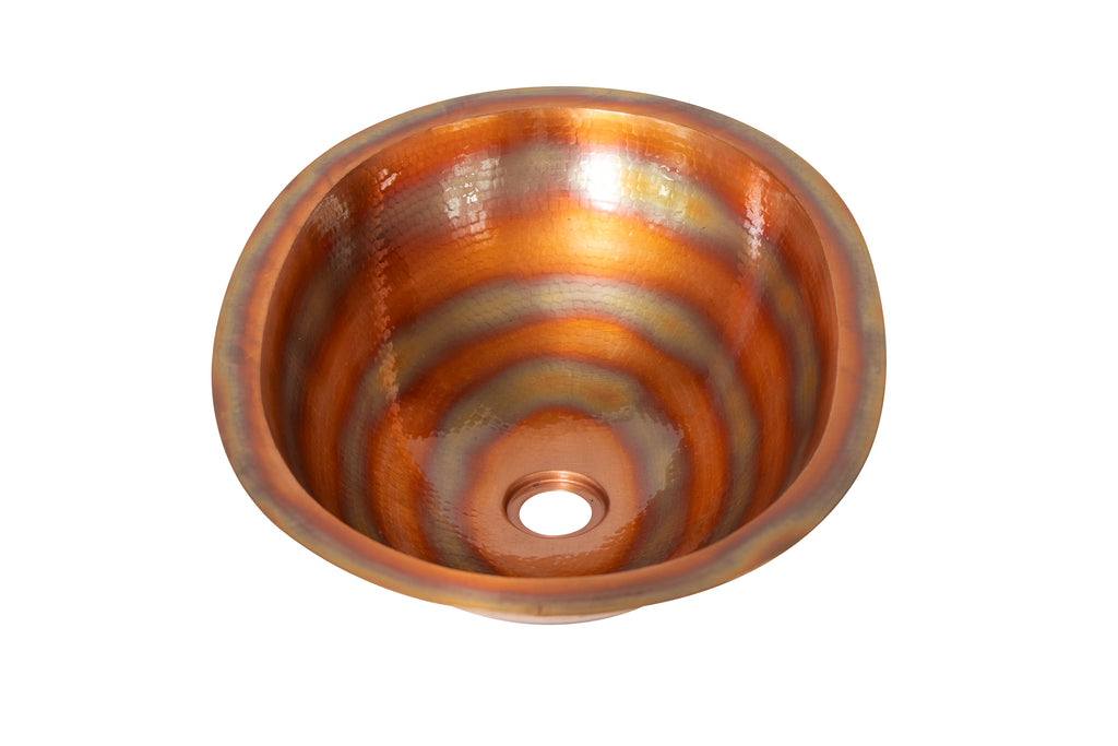 19" Oval Hammered Copper Bathroom Sink