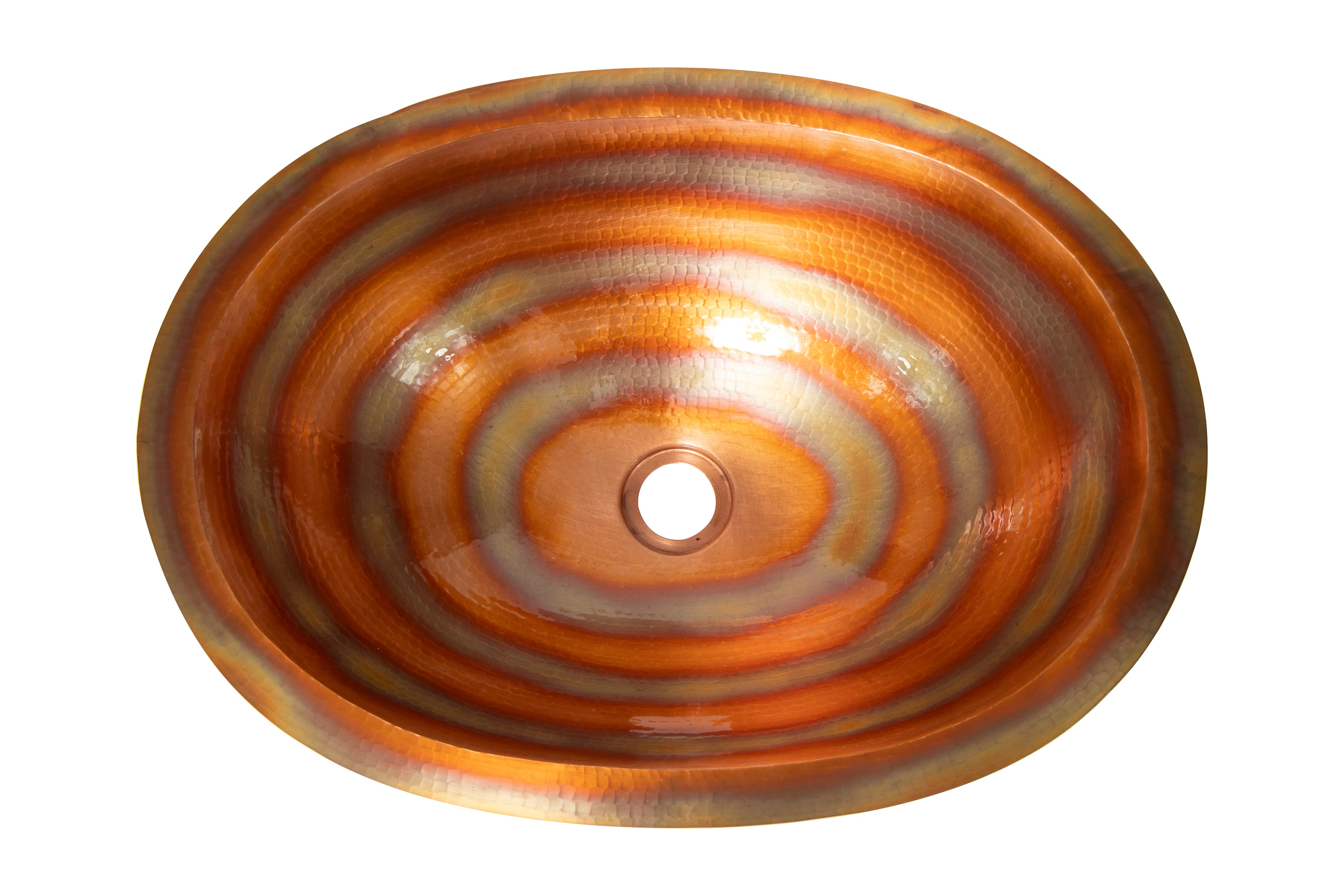 19" Oval Hammered Copper Bathroom Sink